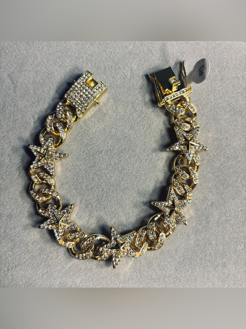 8” Gold Crystal Star Link Bracelet - Women Jewelry